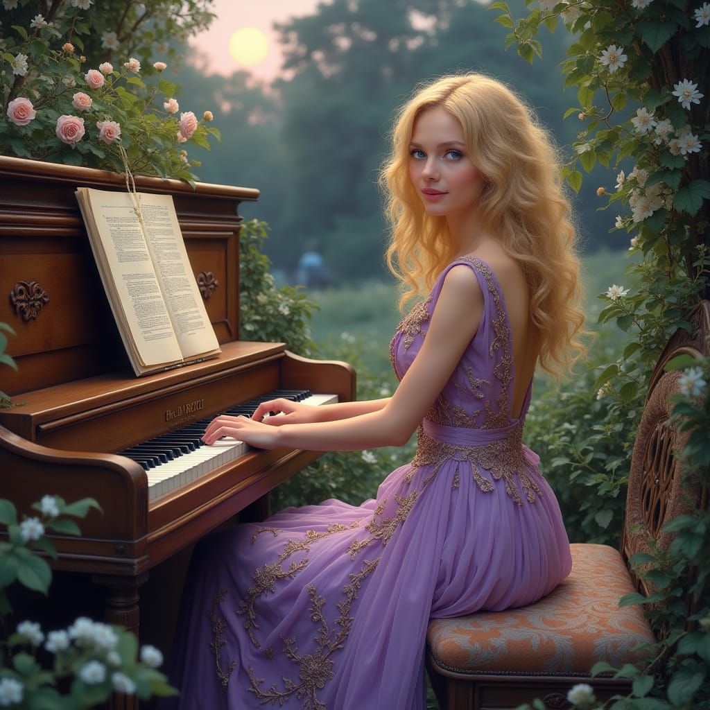 Edwardian Duchess Plays Piano at Beltane Manor