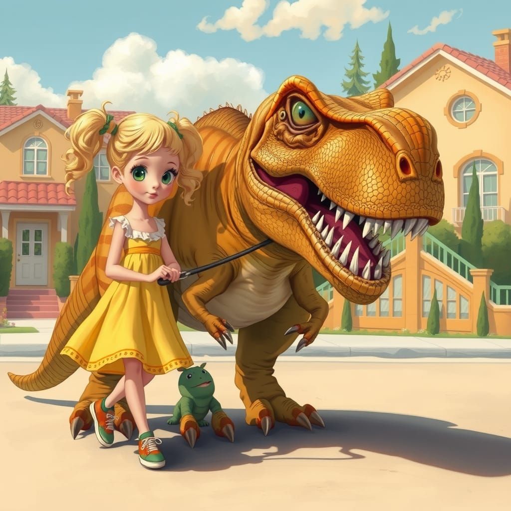 Girl Walks T-Rex: An Unexpected Pet