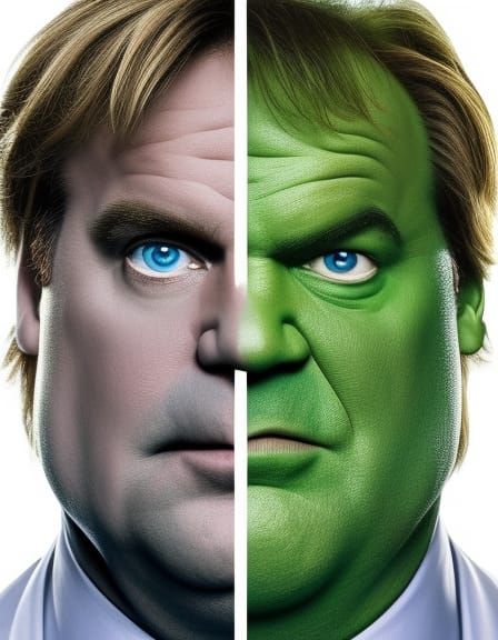 Green Superhero Portrait in Studio Lighting