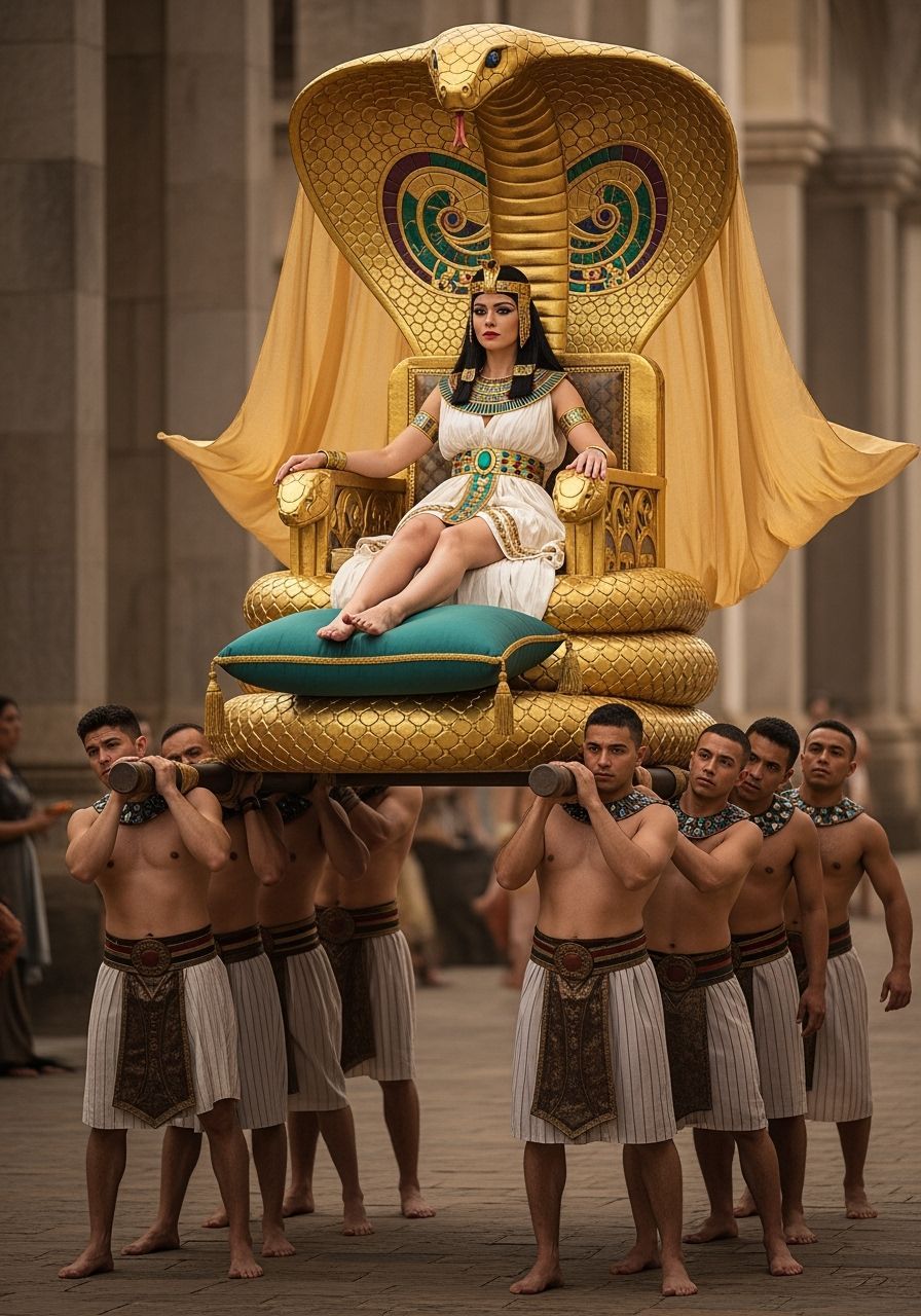 Egyptian Queen on Cobra Throne, Fantasy Illustration