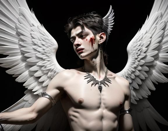 Renaissance Angel with Broken Wings: Oil Painting Portrait