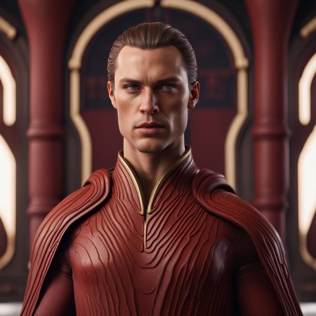 Hyperrealistic Muscular Man as Padmé Amidala