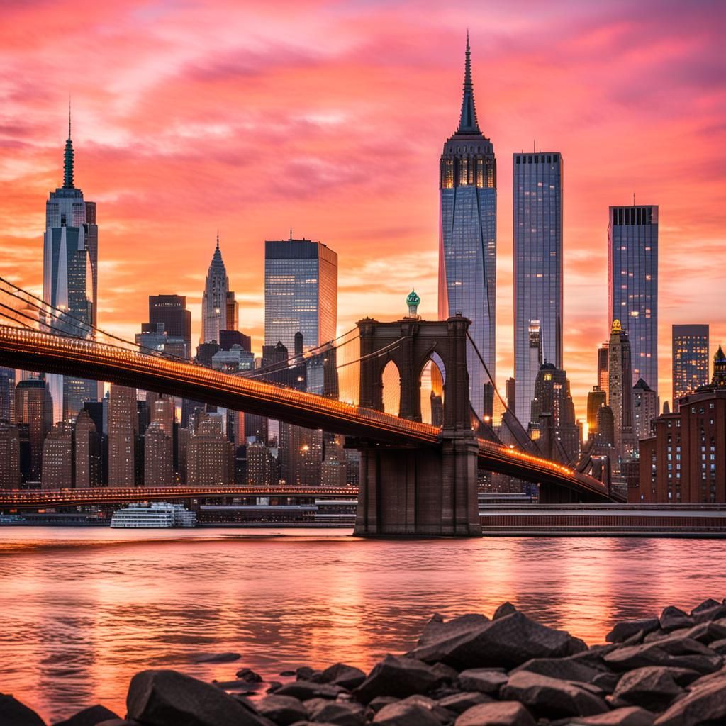 New York Cityscape at Dusk: Empire State Building