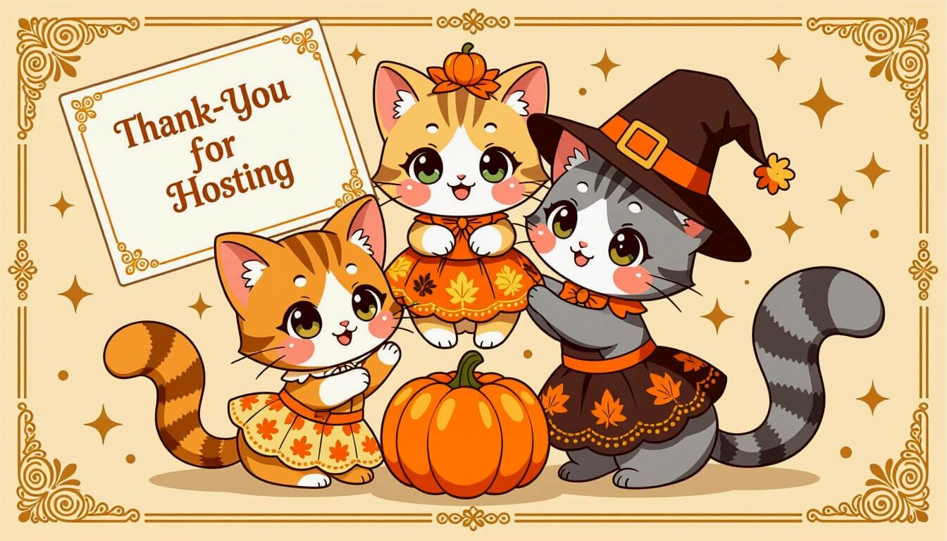 Adorable Thanksgiving Chibi Kitsune Pyramid in Art Deco Styl...