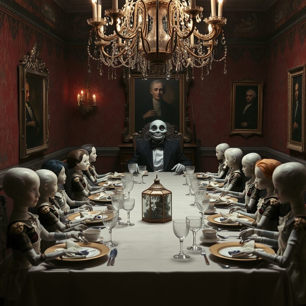 Ethereal Victorian Nightmare in Dark Surrealism Style