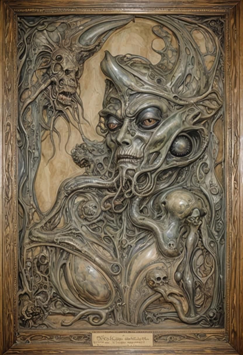 Surreal Creature in Art Nouveau Frame