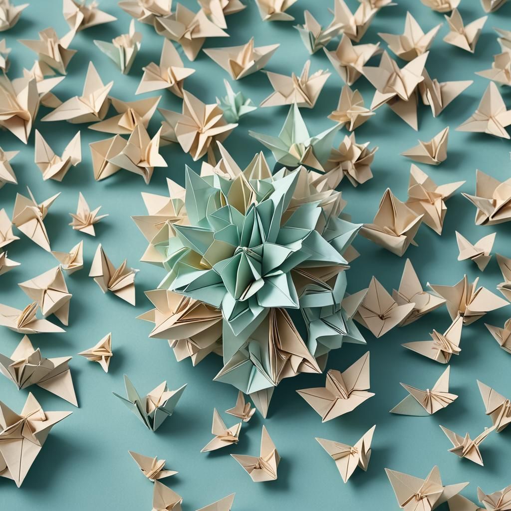 Origami Axolotl Papercraft in Miniature Desk Scene