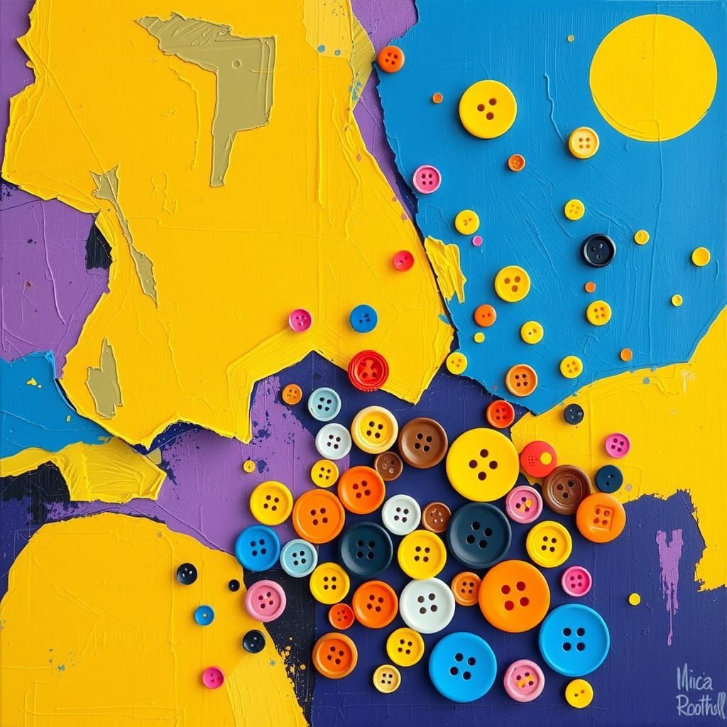 Vibrant Abstract Expression in Warm Colors with Textured But...