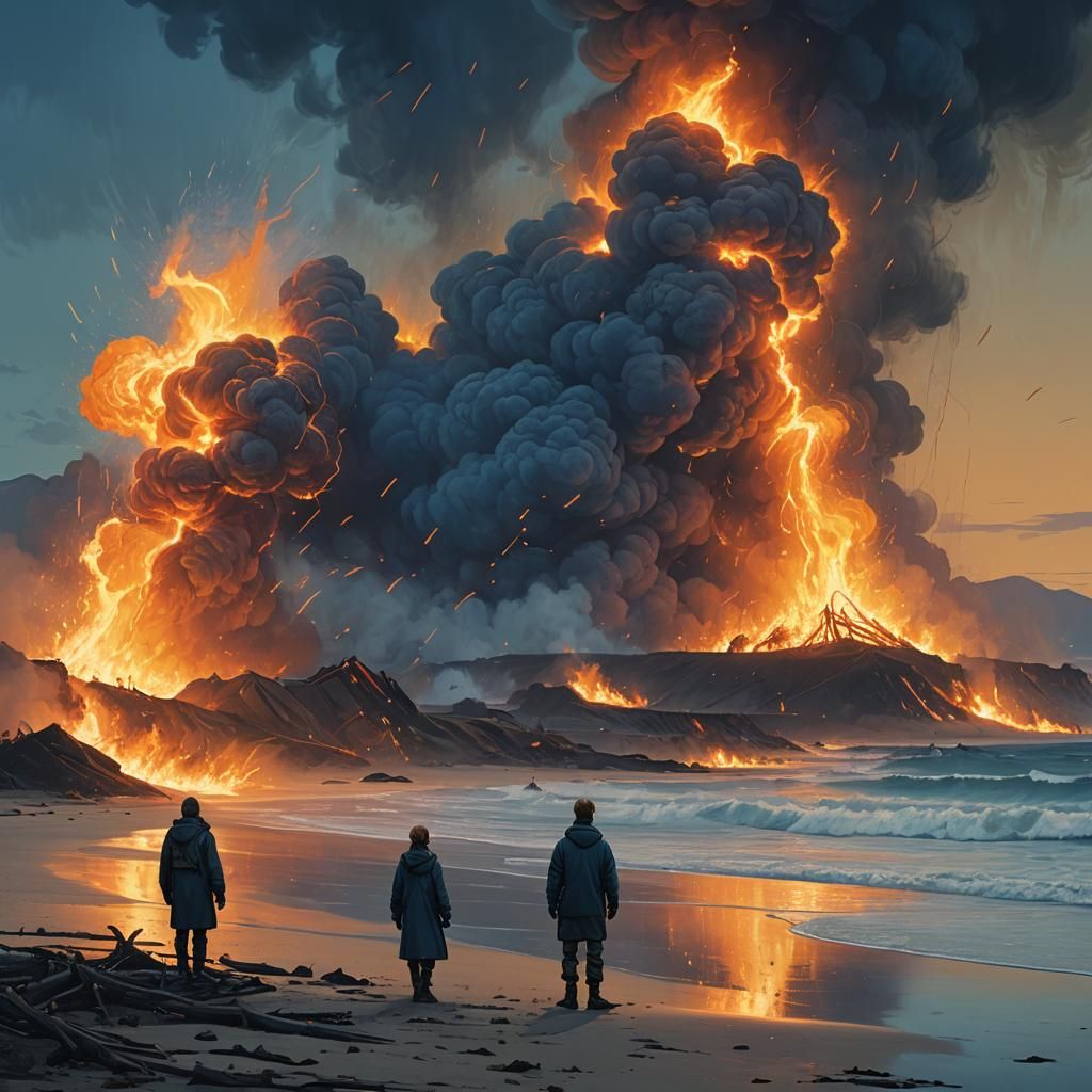 Hayle Beach Engulfed in Mystical Fire