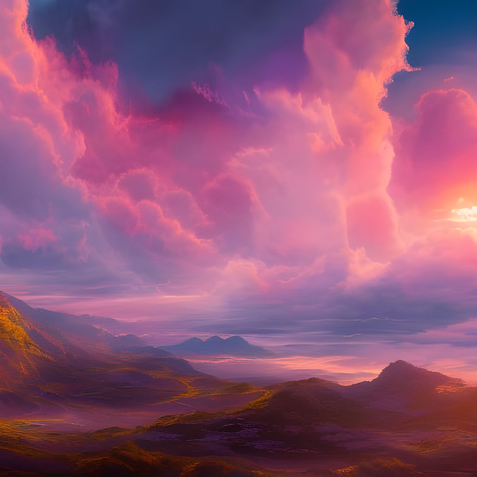 Colorful Sunset Clouds in Fantasy Style