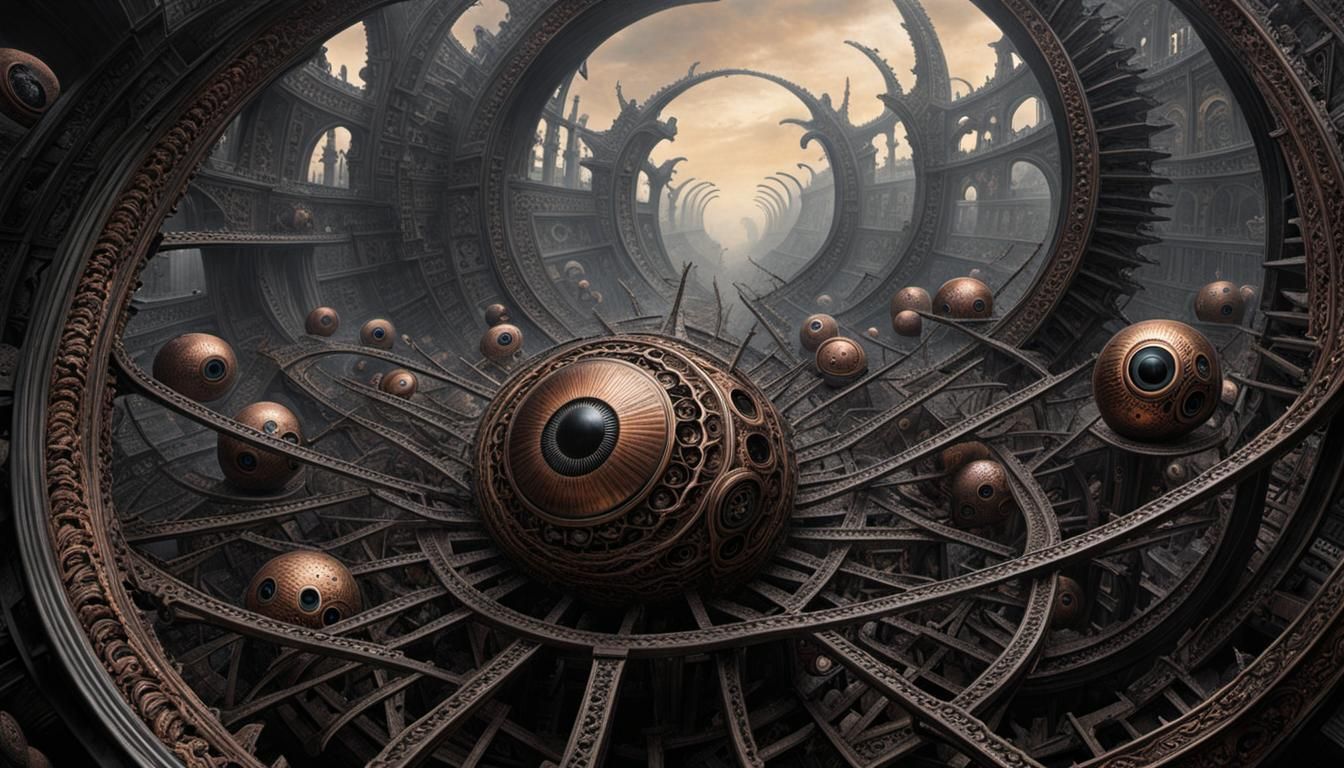 Terrifying Eyeball Sphere of Interlocking Rings