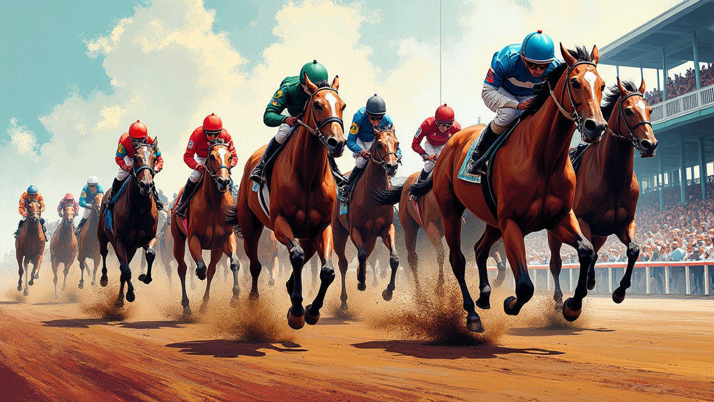 Kentucky Derby Horses Racing in Graffiti Art Style