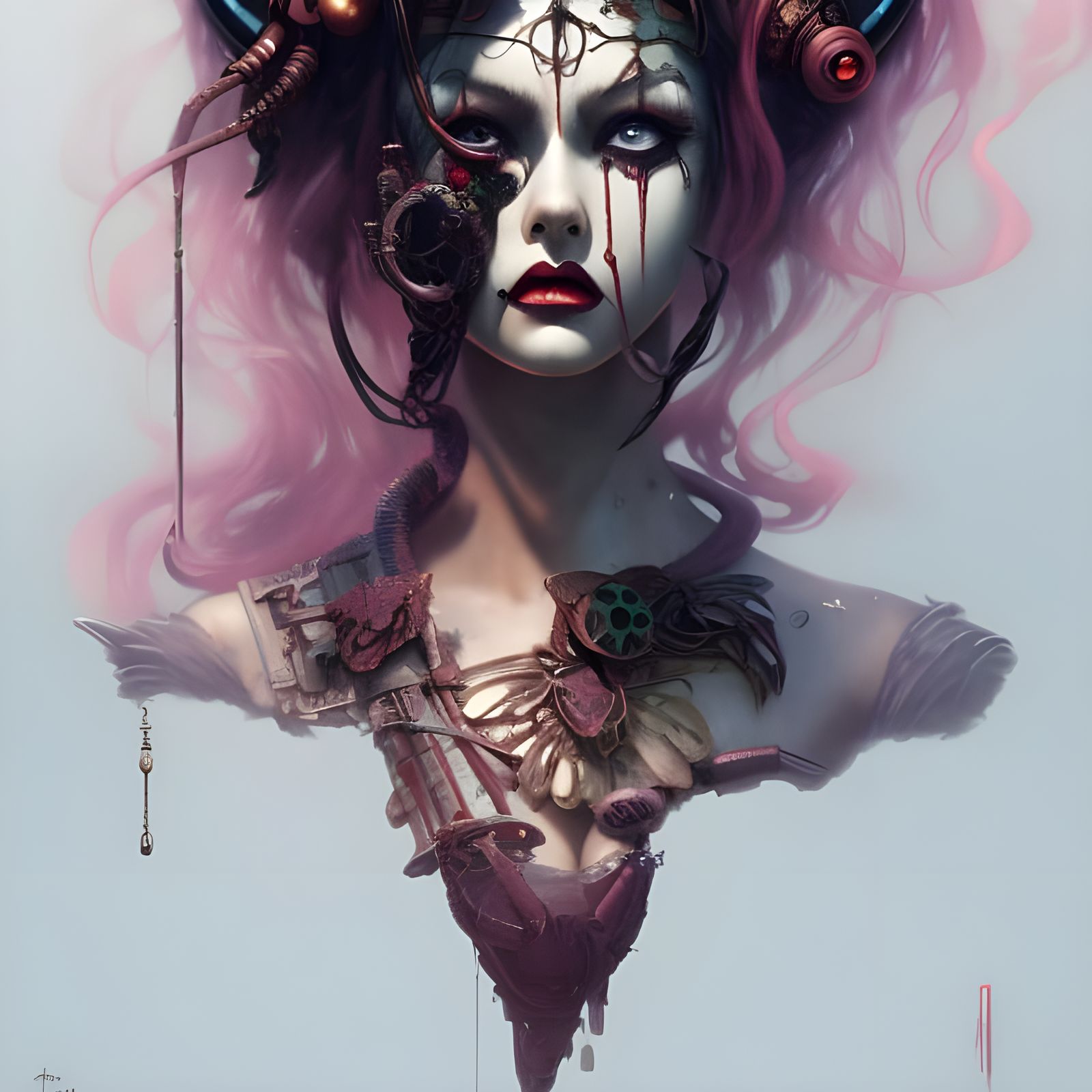 Greek Woman in Cyberpunk Day of the Dead Style