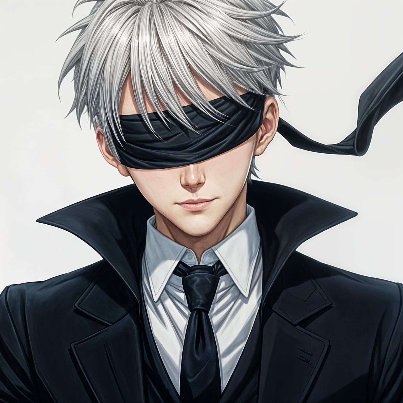 Anime Style Image of Young Man with Blindfold