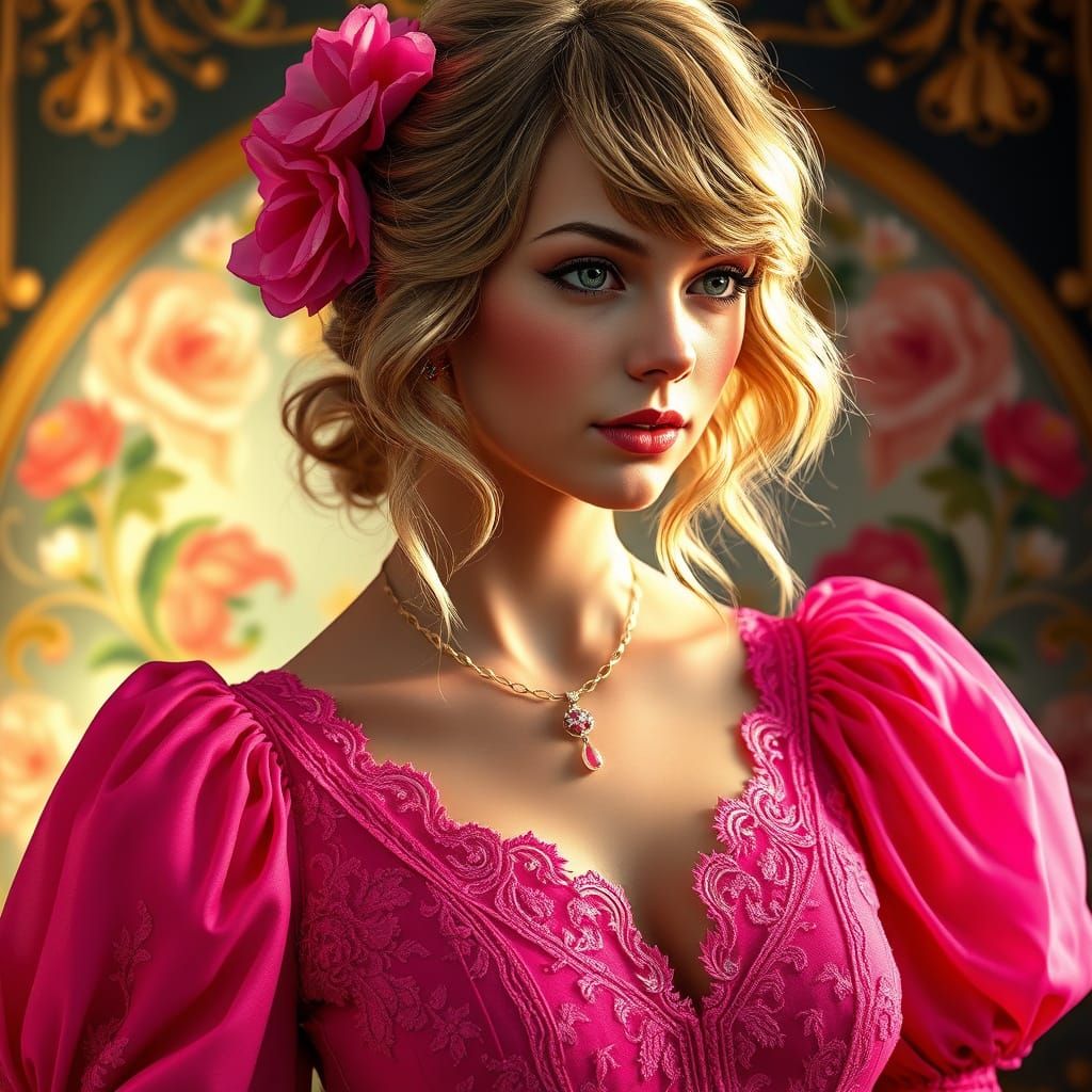 Taylor Swift in Elegant Pink Summer Portrait