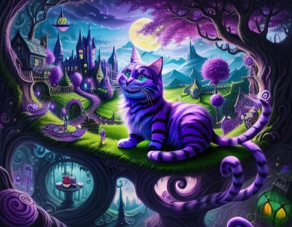 Cheshire Cat in Wonderland: Vivid Fantasy Art