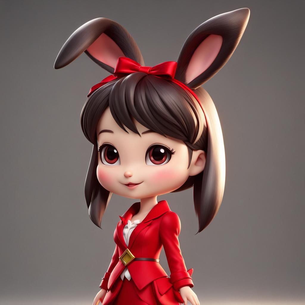Chibi Bunny-Girl Portrait with Goofy Smile