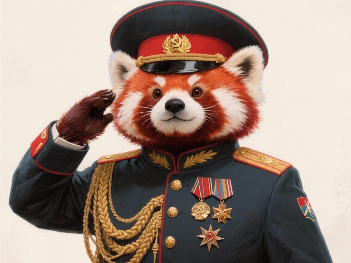 Red Panda Colonel General in Soviet Parade Uniform