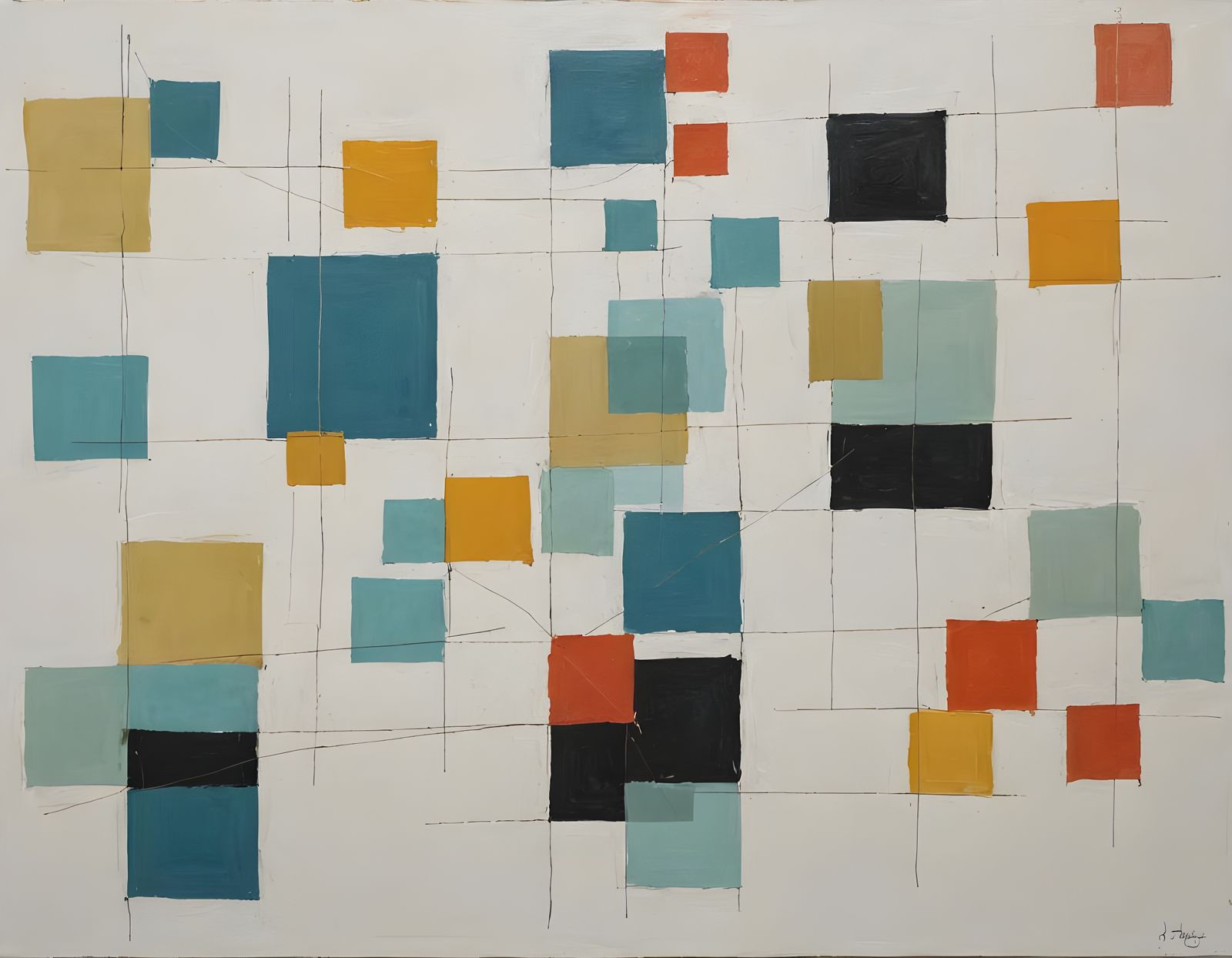 Minimalist Abstract Painting with Translucent Geometries