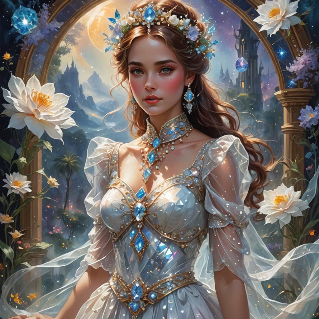 Diamond Jewelry on Magazine Cover in Astral Style