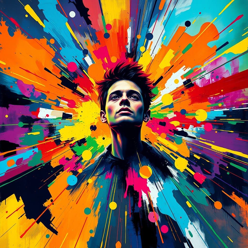 Cosmic Splash Art Portrait in Vibrant Colors