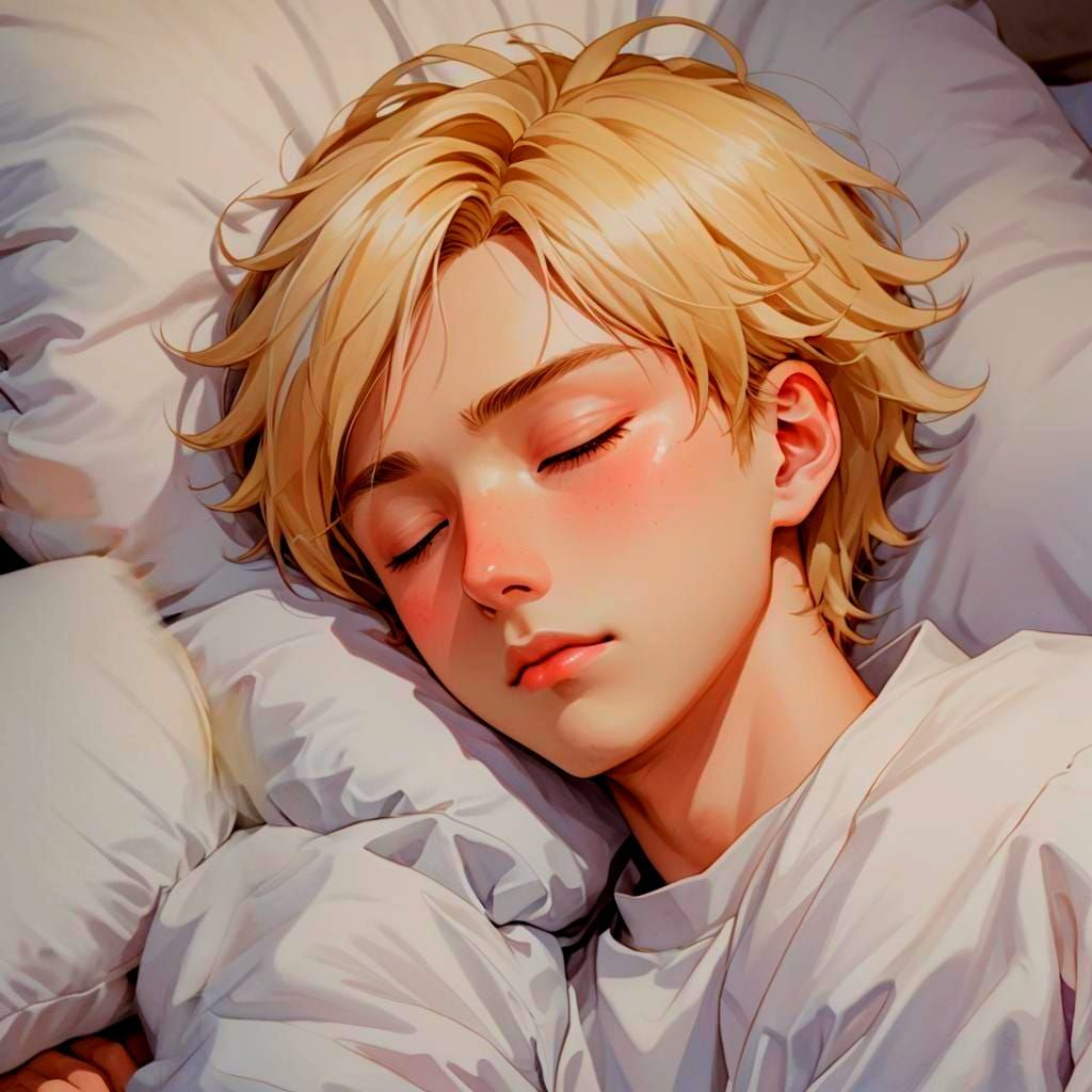 Boy Sleeping with Body Pillow in Anime Style