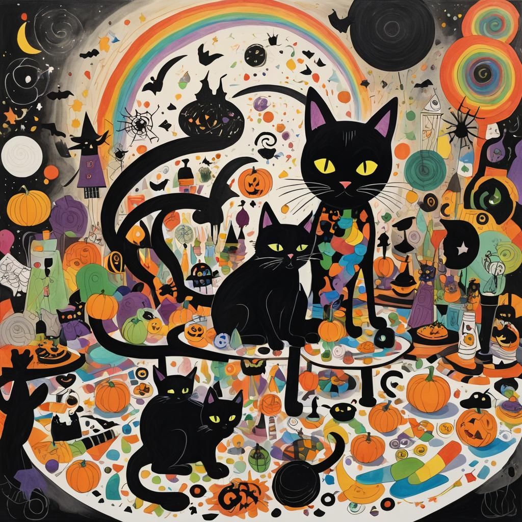 Halloween Cat: Surreal Child's Rayograph Drawing