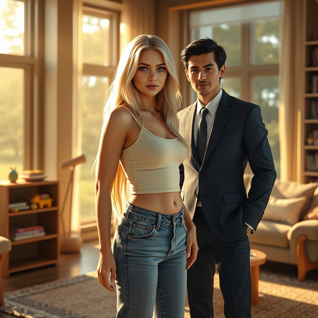 Elegant Woman with Golden Hair in a Digital Painting