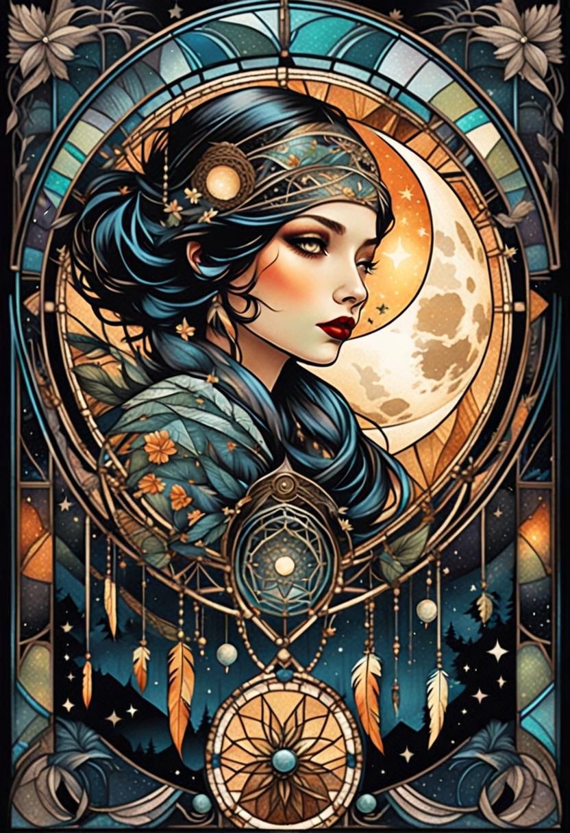 Woman and dream catcher.