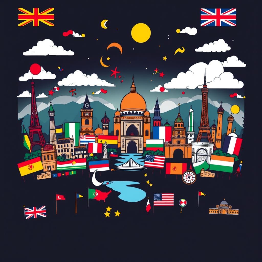 Global Unity T-Shirt Design in Digital Painting Style