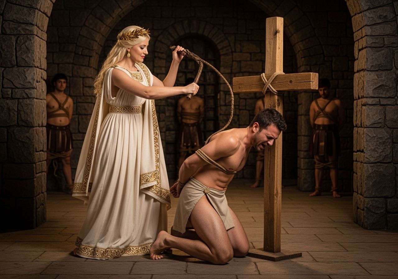 Empress Messalina Whipping Servant in Dungeon