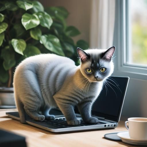 Siamese and Persian Cats Chatting Online