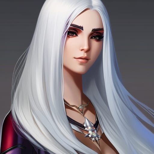 Hyperrealistic Portrait of White-Haired Girl Milana