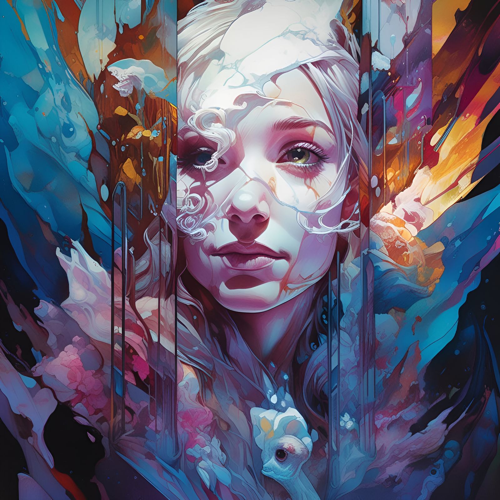 Stained Glass Ghost Portrait in Borderlands Style