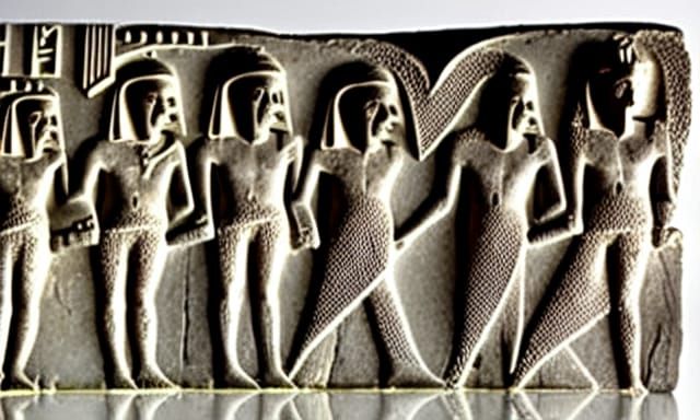 Egyptian Scarab with Hieroglyphs in Sepia