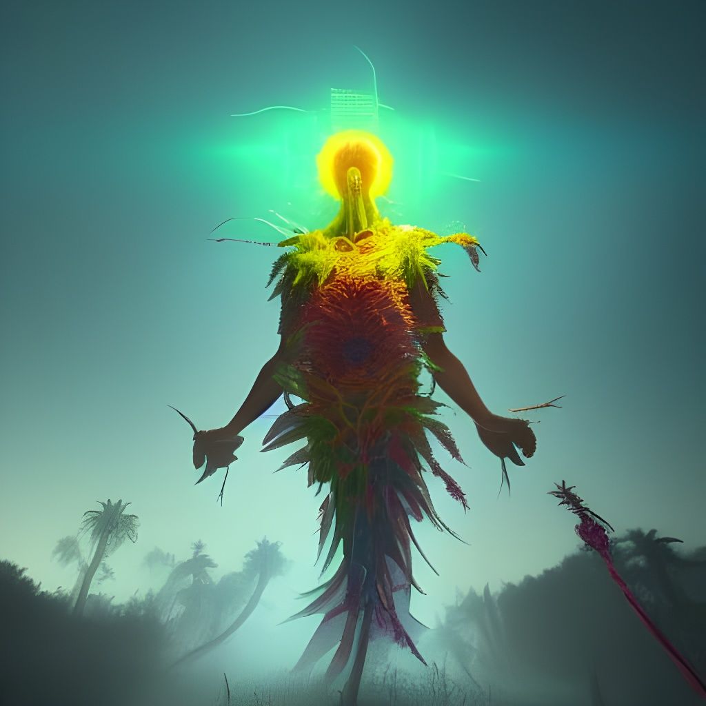 Psychedelic Sweetcorn Warrior in Hyperdetailed 8K