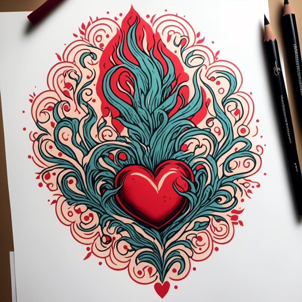 Sacred Heart Tattoo Design in Traditional Style