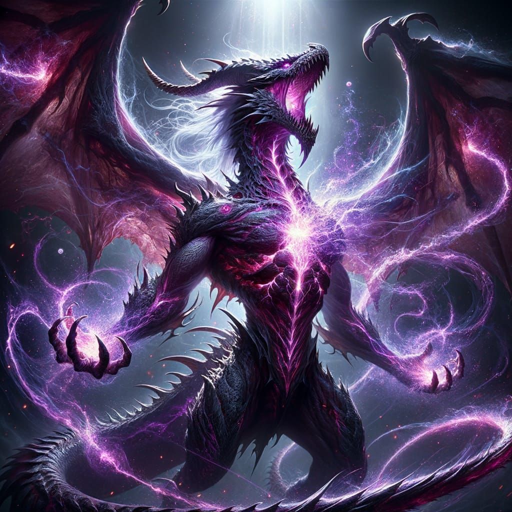 Epic Hyper-Realistic Dark Fantasy Dragon in Mid-Roar