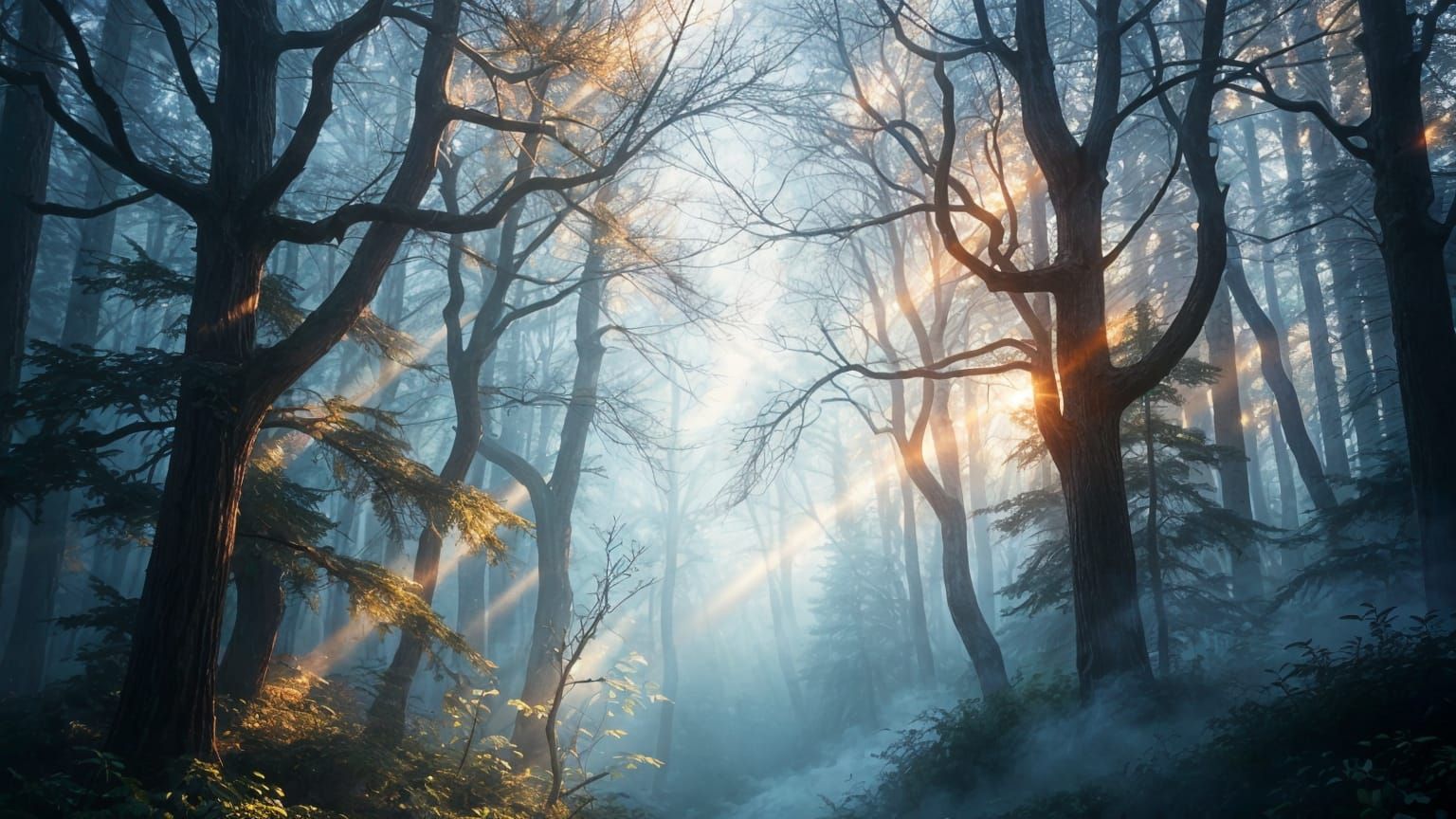 Enchanted Forest with Crystalline Structures and Gemstone Li...