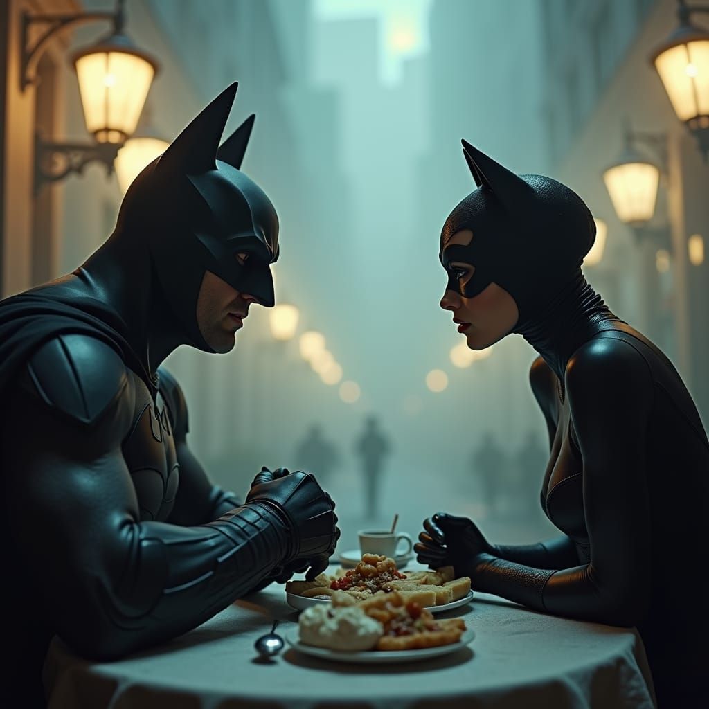 Batman and Catwoman Breakfast at Tiffany's