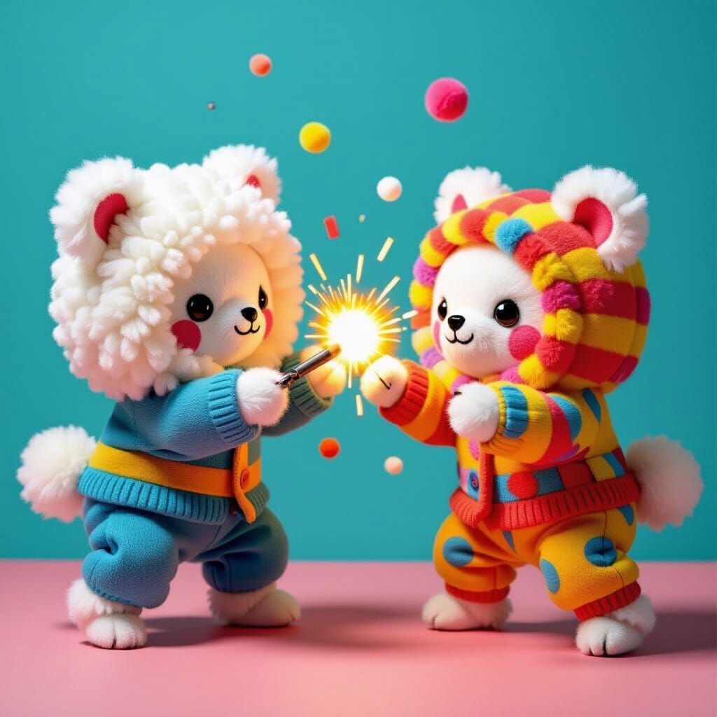 Pom Pom Animals Fight Simulator in Murakami Style