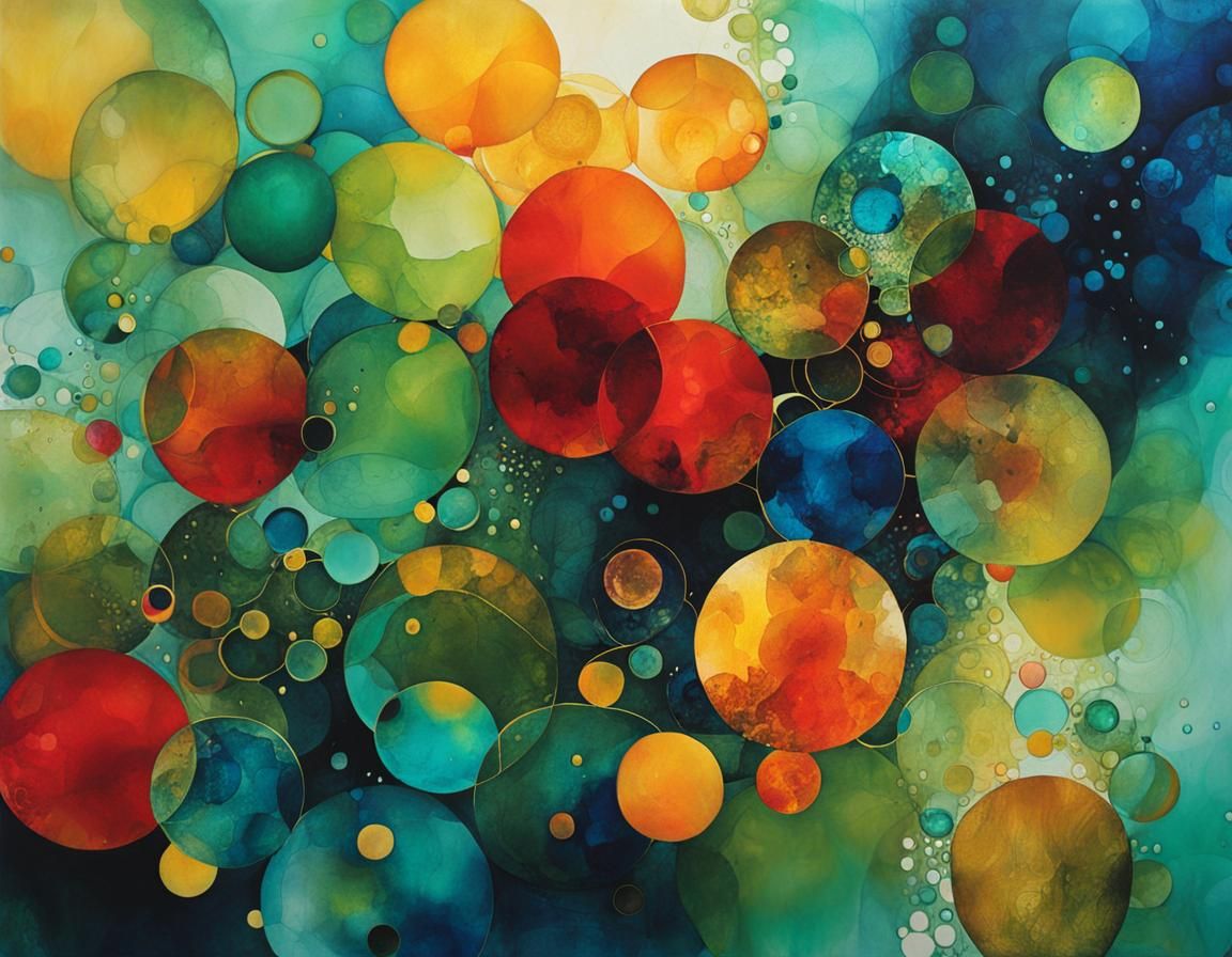 Underwater Alcohol Ink Abstract in Klimt Style