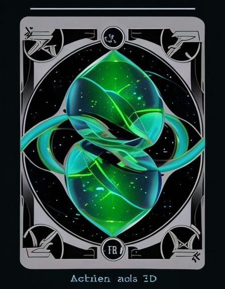 Alien Tarot Card with Klein Bottle in Psychedelic Style