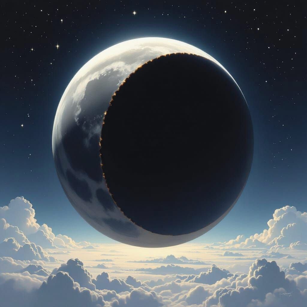 Lunar Eclipse With Dramatic Shadowing