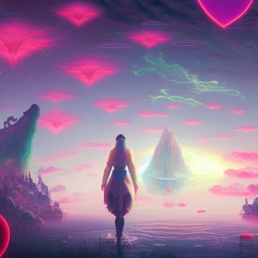 Bioluminescent Fantasy Landscape in Digital Illustration