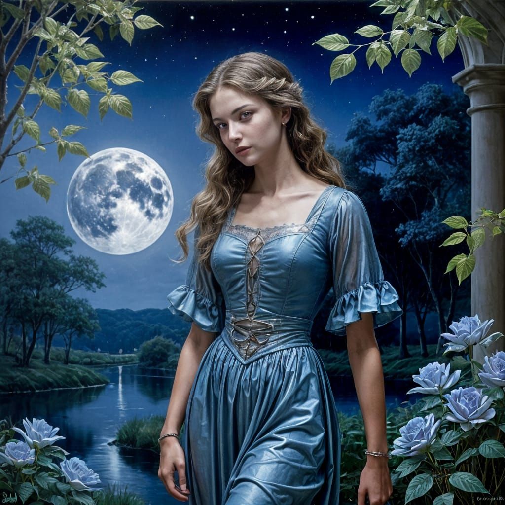 Moonlit Princess in Renaissance Style