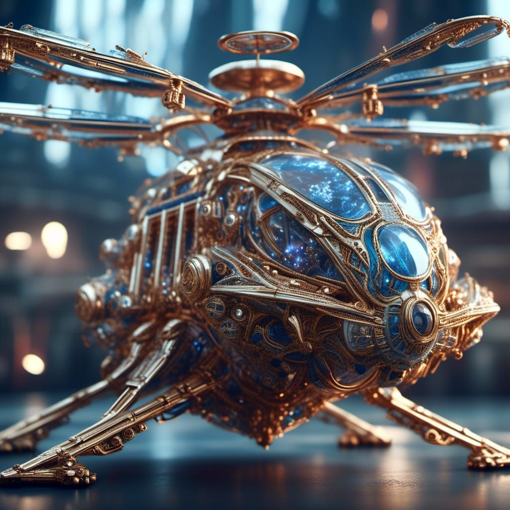 Futuristic Dragonfly Helicopter in Sci-Fi Style