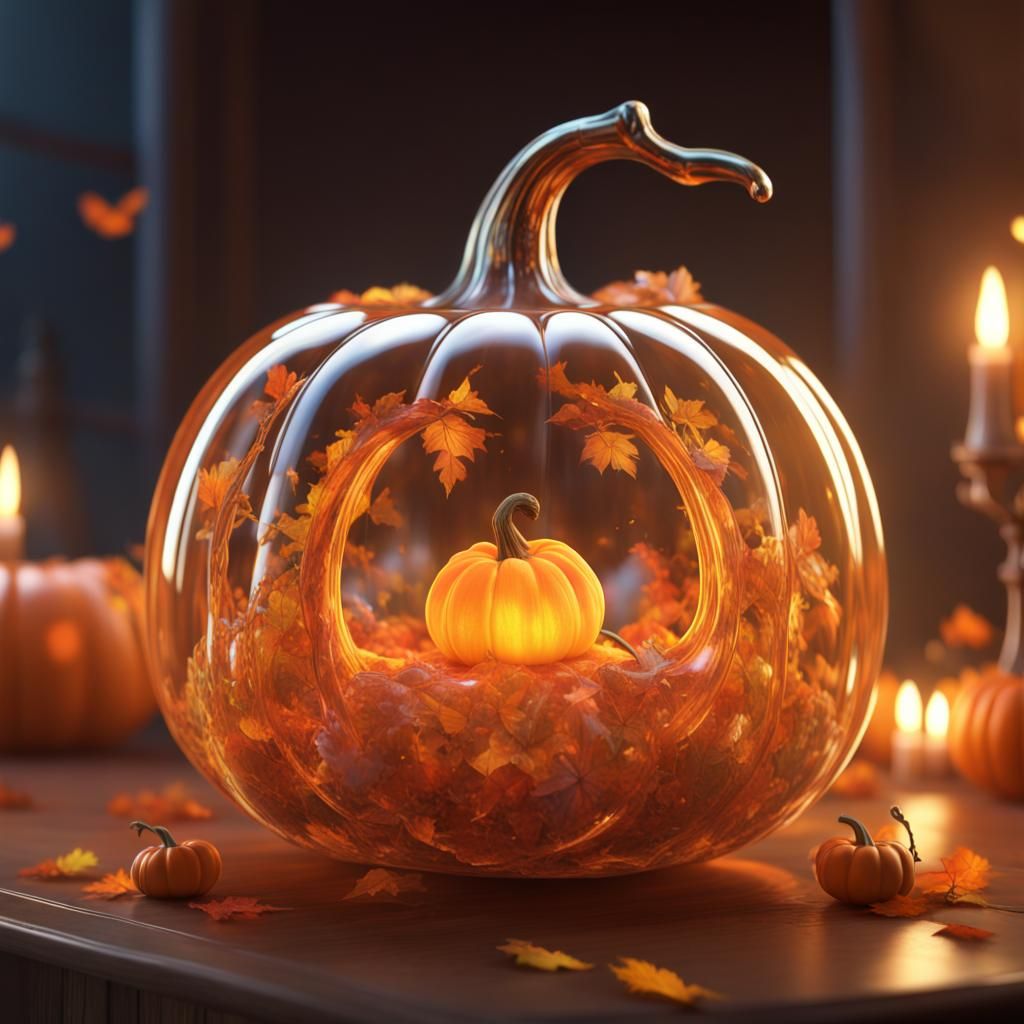 Sparkling Glass Pumpkin with Translucent Interior