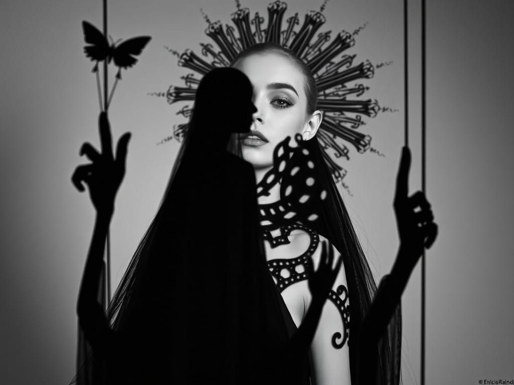 Monochromatic Shadow Puppets Depict Selkie Lady in Radiator