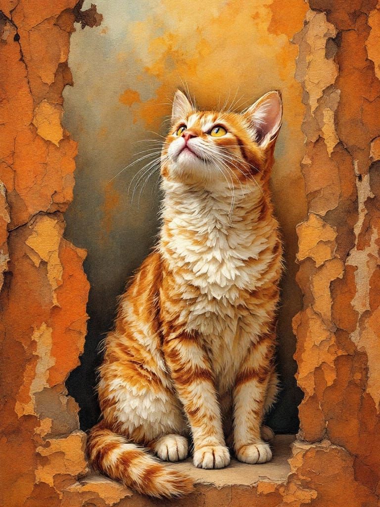 Adorable Cat in Rich Watercolor Style